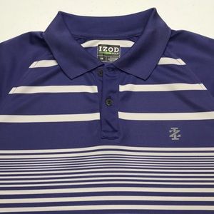 IZOD GOLF Mens Purple White Striped Polo Shirt
